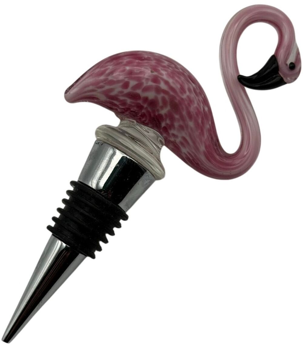 Pink Glass Flamingo Wine Bottle Stopper Decorative Barware Cork Sealer